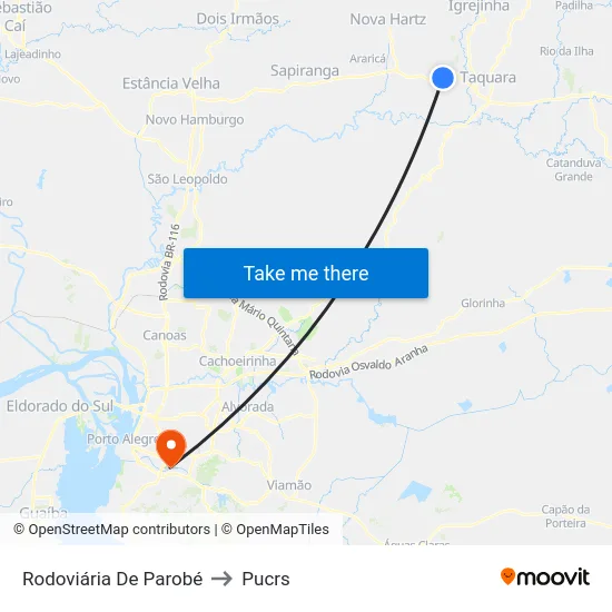 Rodoviária De Parobé to Pucrs map