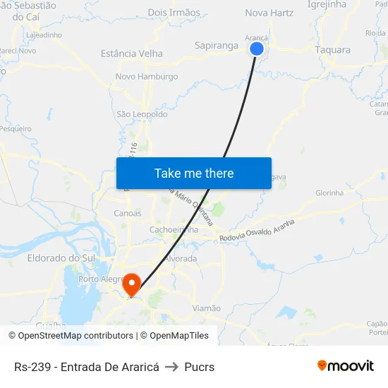 Rs-239 - Entrada De Araricá to Pucrs map