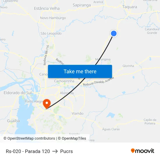 Rs-020 - Parada 120 to Pucrs map