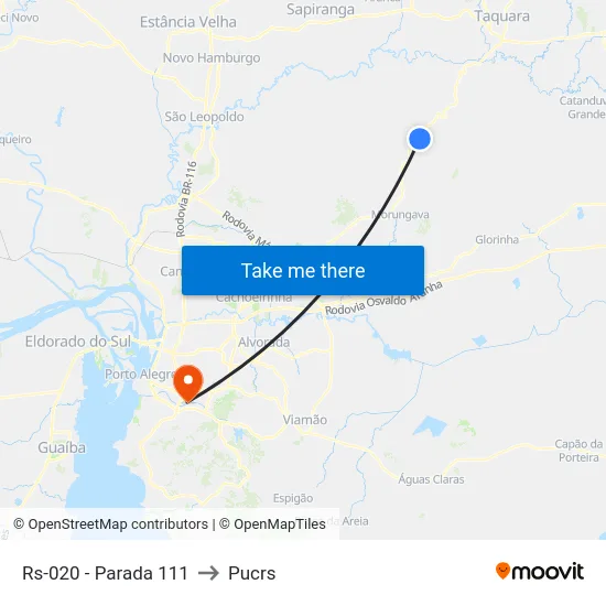 Rs-020 - Parada 111 to Pucrs map
