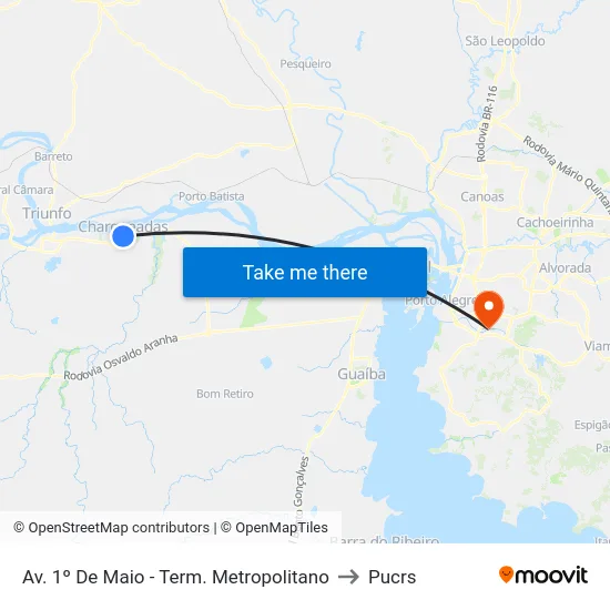 Av. 1º De Maio - Term. Metropolitano to Pucrs map