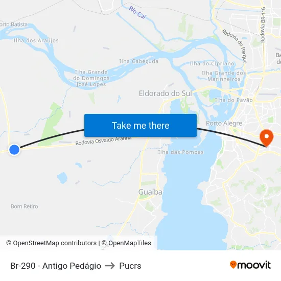 Br-290 - Antigo Pedágio to Pucrs map