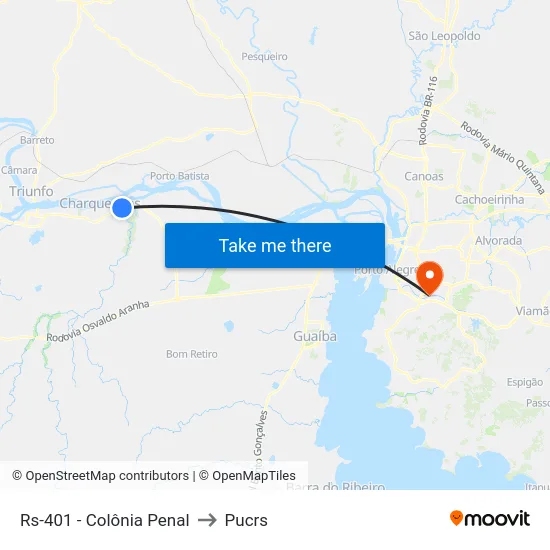 Rs-401 - Colônia Penal to Pucrs map