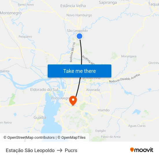 Estação São Leopoldo to Pucrs map