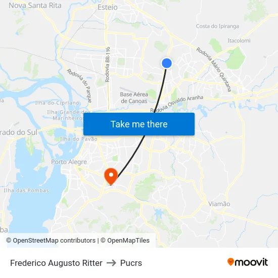 Frederico Augusto Ritter to Pucrs map