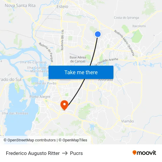 Frederico Augusto Ritter to Pucrs map
