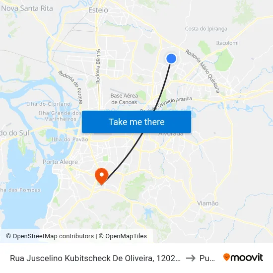Rua Juscelino Kubitscheck De Oliveira, 1202-1230 to Pucrs map