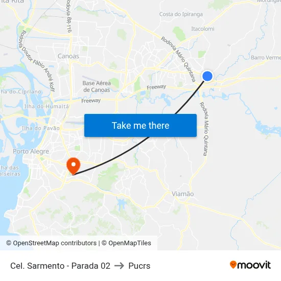 Cel. Sarmento - Parada 02 to Pucrs map