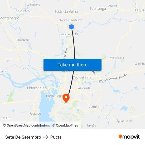 Sete De Setembro to Pucrs map
