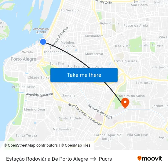 Estação Rodoviária De Porto Alegre to Pucrs map