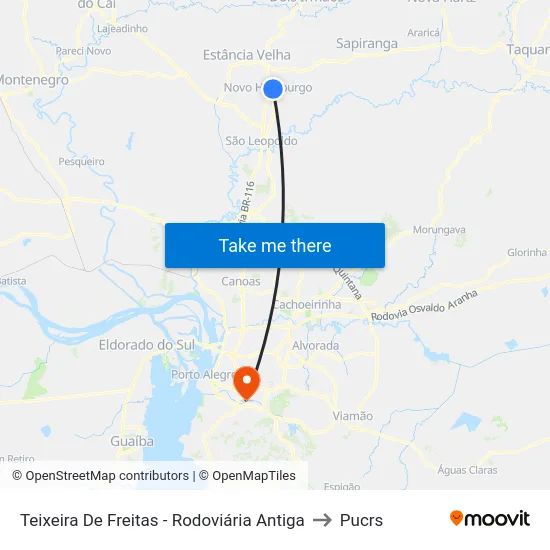 Teixeira De Freitas - Rodoviária Antiga to Pucrs map