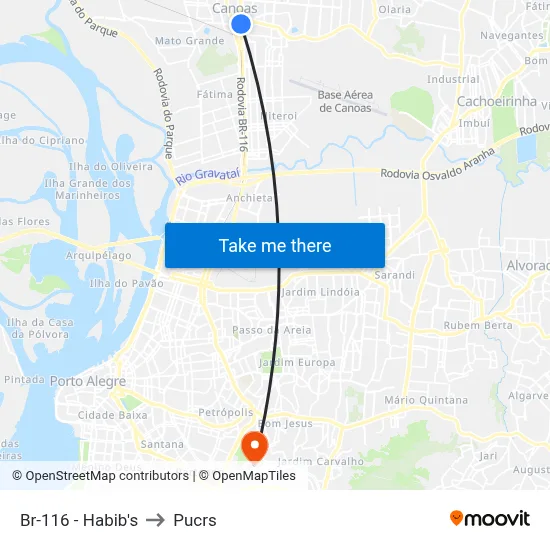 Br-116 - Habib's to Pucrs map