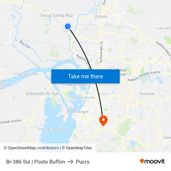 Br-386 Sul | Posto Buffon to Pucrs map