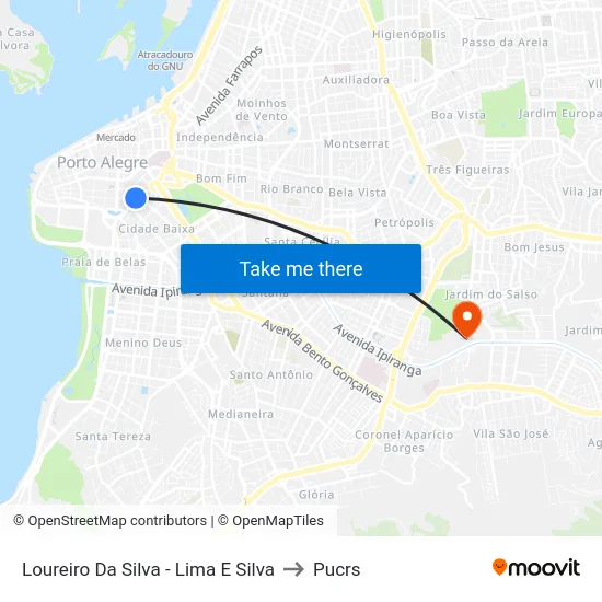 Loureiro Da Silva - Lima E Silva to Pucrs map