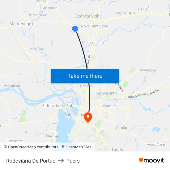Rodoviária De Portão to Pucrs map