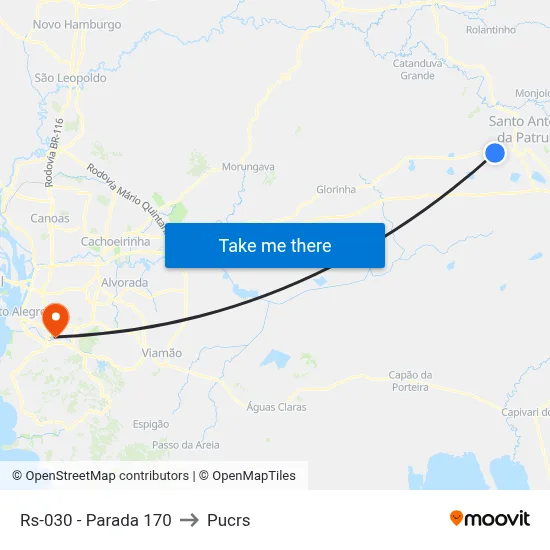 Rs-030 - Parada 170 to Pucrs map