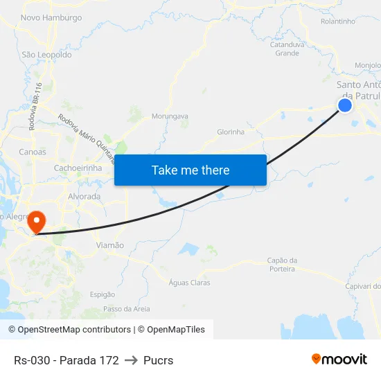 Rs-030 - Parada 172 to Pucrs map