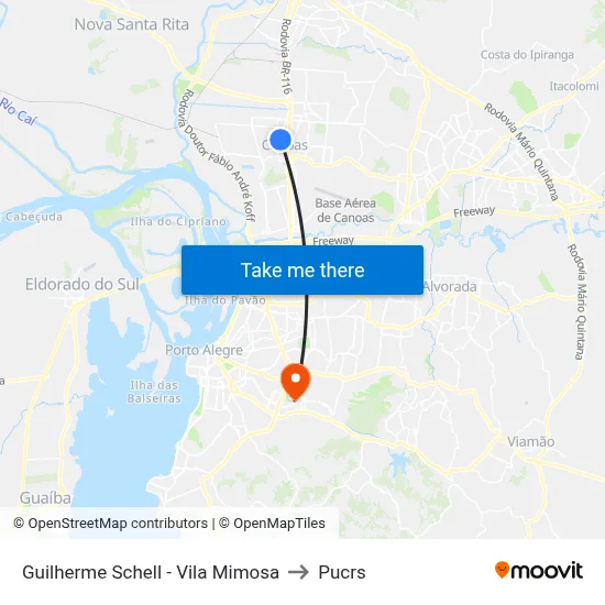 Guilherme Schell - Vila Mimosa to Pucrs map
