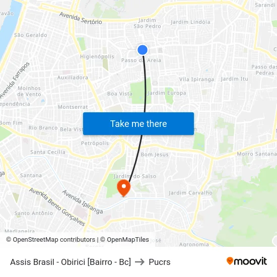 Assis Brasil - Obirici [Bairro - Bc] to Pucrs map