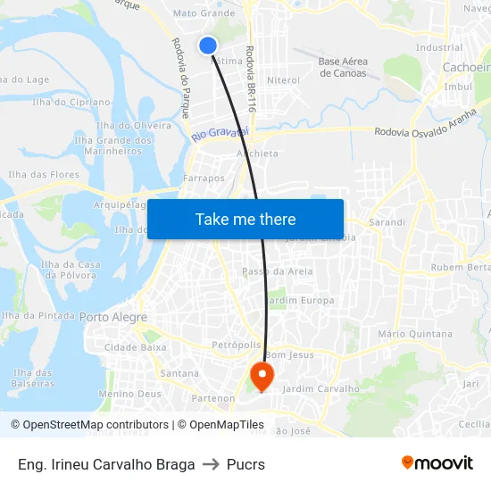 Eng. Irineu Carvalho Braga to Pucrs map