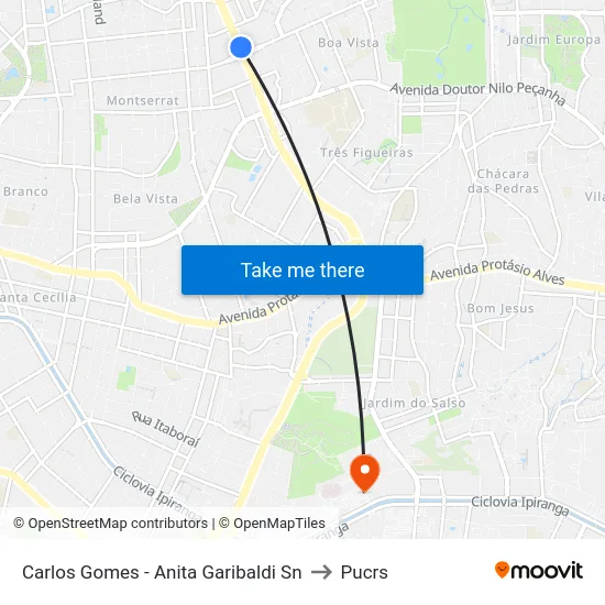 Carlos Gomes - Anita Garibaldi Sn to Pucrs map