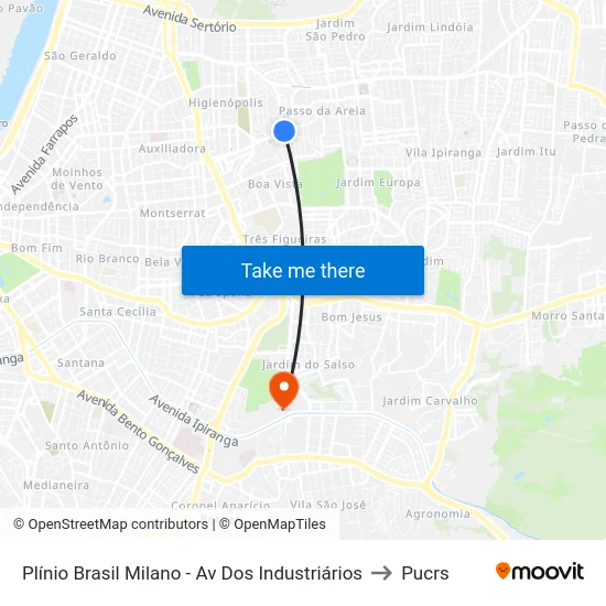 Plínio Brasil Milano - Av Dos Industriários to Pucrs map