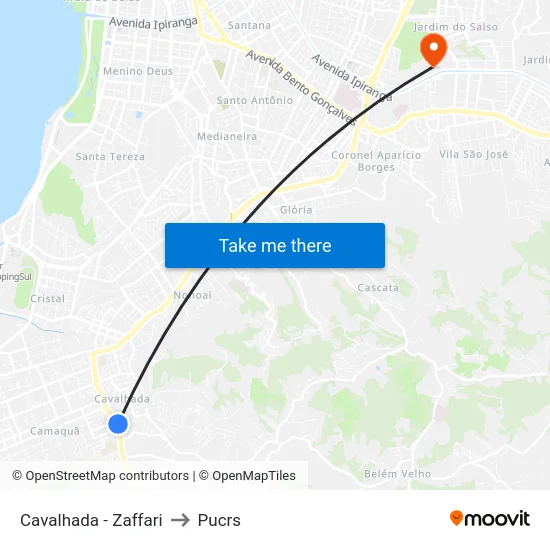 Cavalhada - Zaffari to Pucrs map