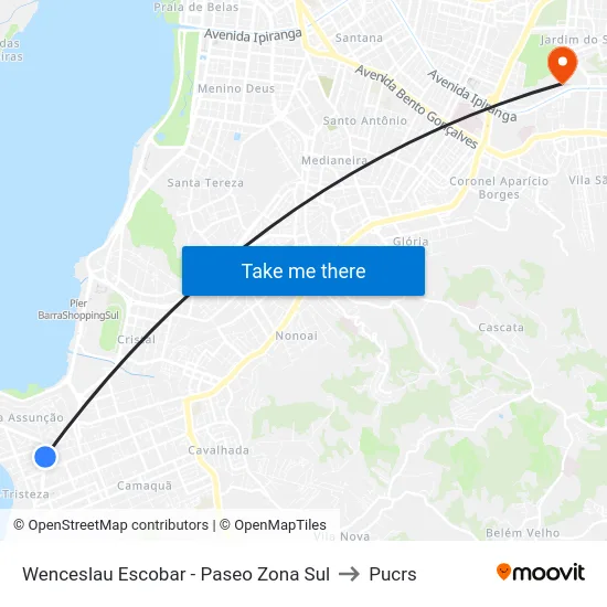 Wenceslau Escobar - Paseo Zona Sul to Pucrs map