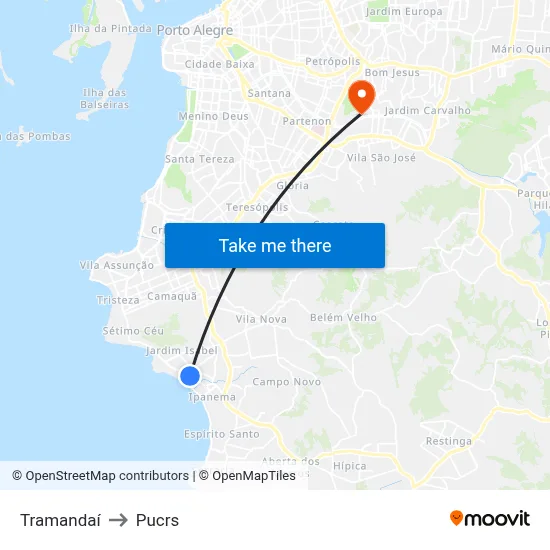Tramandaí to Pucrs map