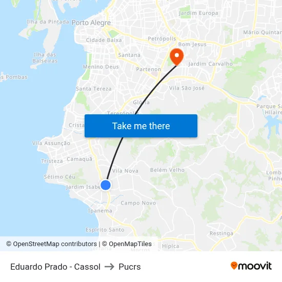 Eduardo Prado - Cassol to Pucrs map