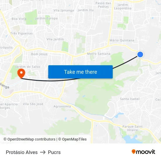 Protásio Alves to Pucrs map