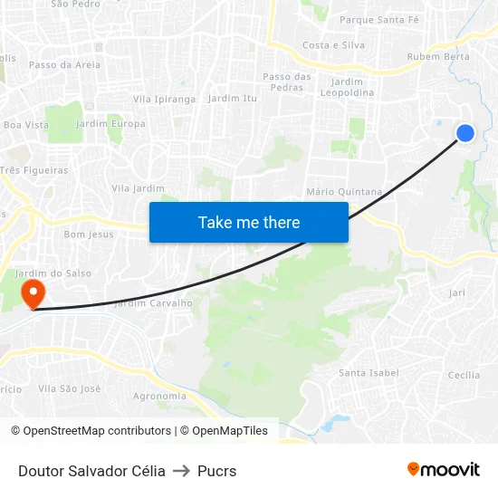Doutor Salvador Célia to Pucrs map