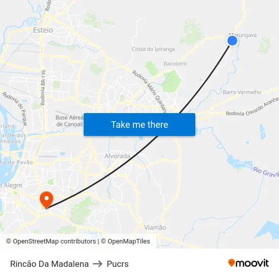 Rincão Da Madalena to Pucrs map