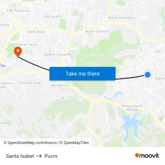 Santa Isabel to Pucrs map