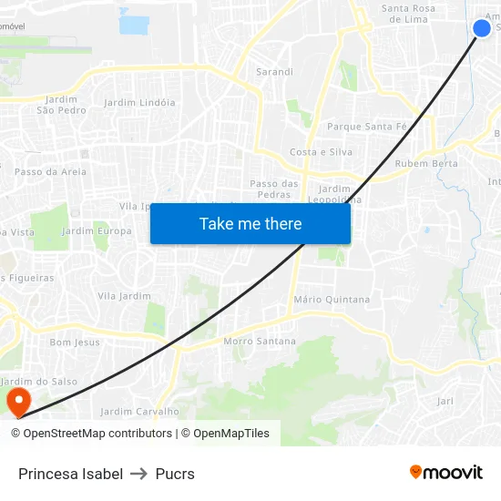 Princesa Isabel to Pucrs map