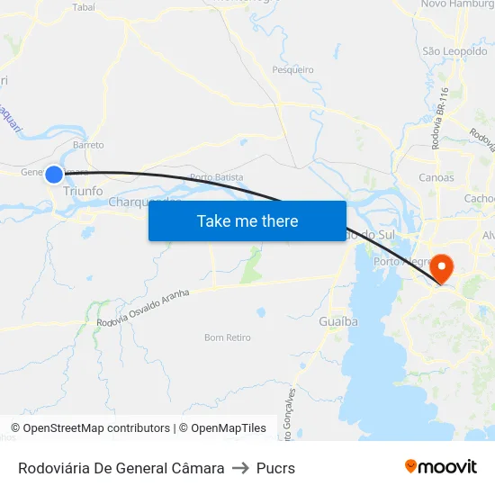 Rodoviária De General Câmara to Pucrs map