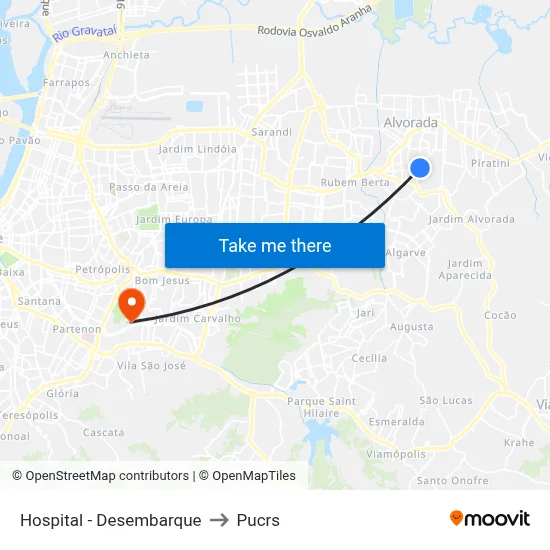 Hospital - Desembarque to Pucrs map