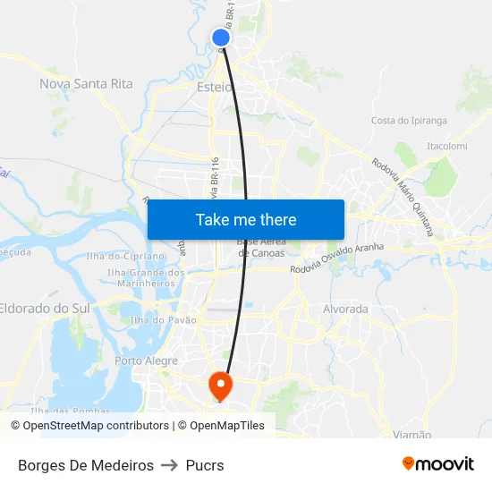 Borges De Medeiros to Pucrs map