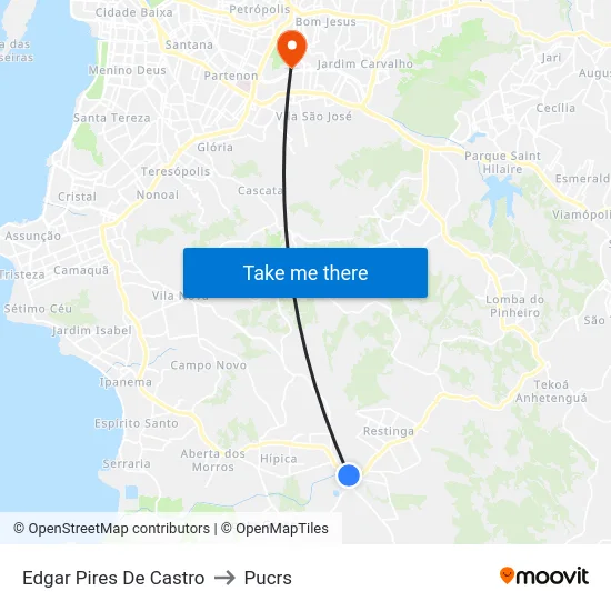 Edgar Pires De Castro to Pucrs map