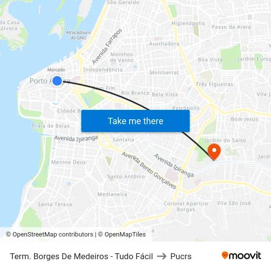 Term. Borges De Medeiros - Tudo Fácil to Pucrs map