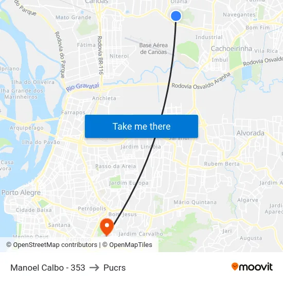 Manoel Calbo - 353 to Pucrs map