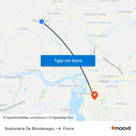 Rodoviária De Montenegro to Pucrs map