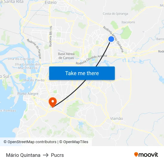 Mário Quintana to Pucrs map