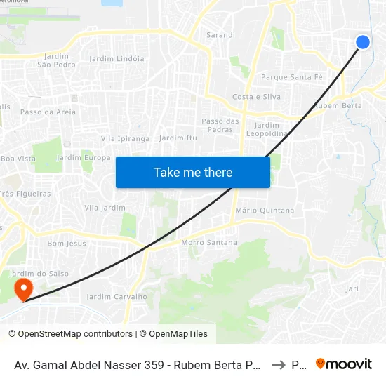 Av. Gamal Abdel Nasser 359 - Rubem Berta Porto Alegre - Rs 91170-001 Brasil to Pucrs map
