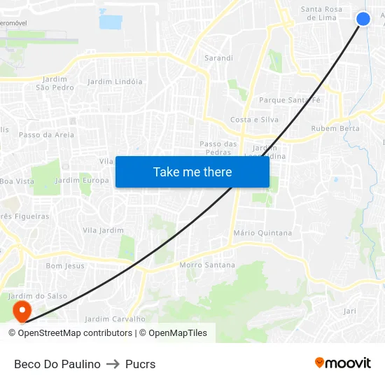 Beco Do Paulino to Pucrs map