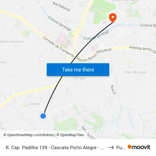 R. Cap. Padilha 139 - Cascata Porto Alegre - Rs 91710-100 Brasil to Pucrs map
