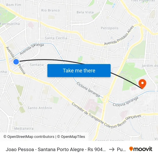 Joao Pessoa - Santana Porto Alegre - Rs 90450-190 Brasil to Pucrs map