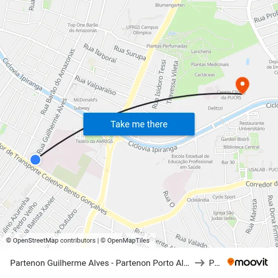 Partenon Guilherme Alves - Partenon Porto Alegre - Rs 90650-000 Brasil to Pucrs map