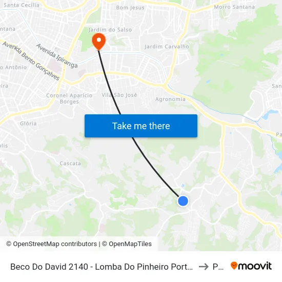 Beco Do David 2140 - Lomba Do Pinheiro Porto Alegre - Rs 91550-160 Brasil to Pucrs map