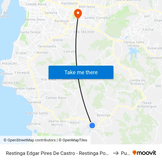 Restinga Edgar Pires De Castro - Restinga Porto Alegre - Rs Brasil to Pucrs map